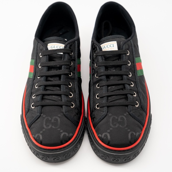 Size 13G 13.5 US Gucci Tennis 1977 Off the Grid Low Black Canvas Sneakers GG - Picture 3 of 10
